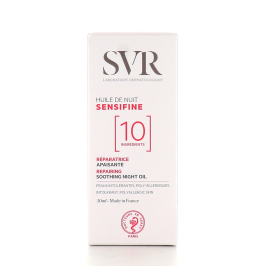 Huile de nuit SVR Sensifine - Soin réparateur pour peau sensible