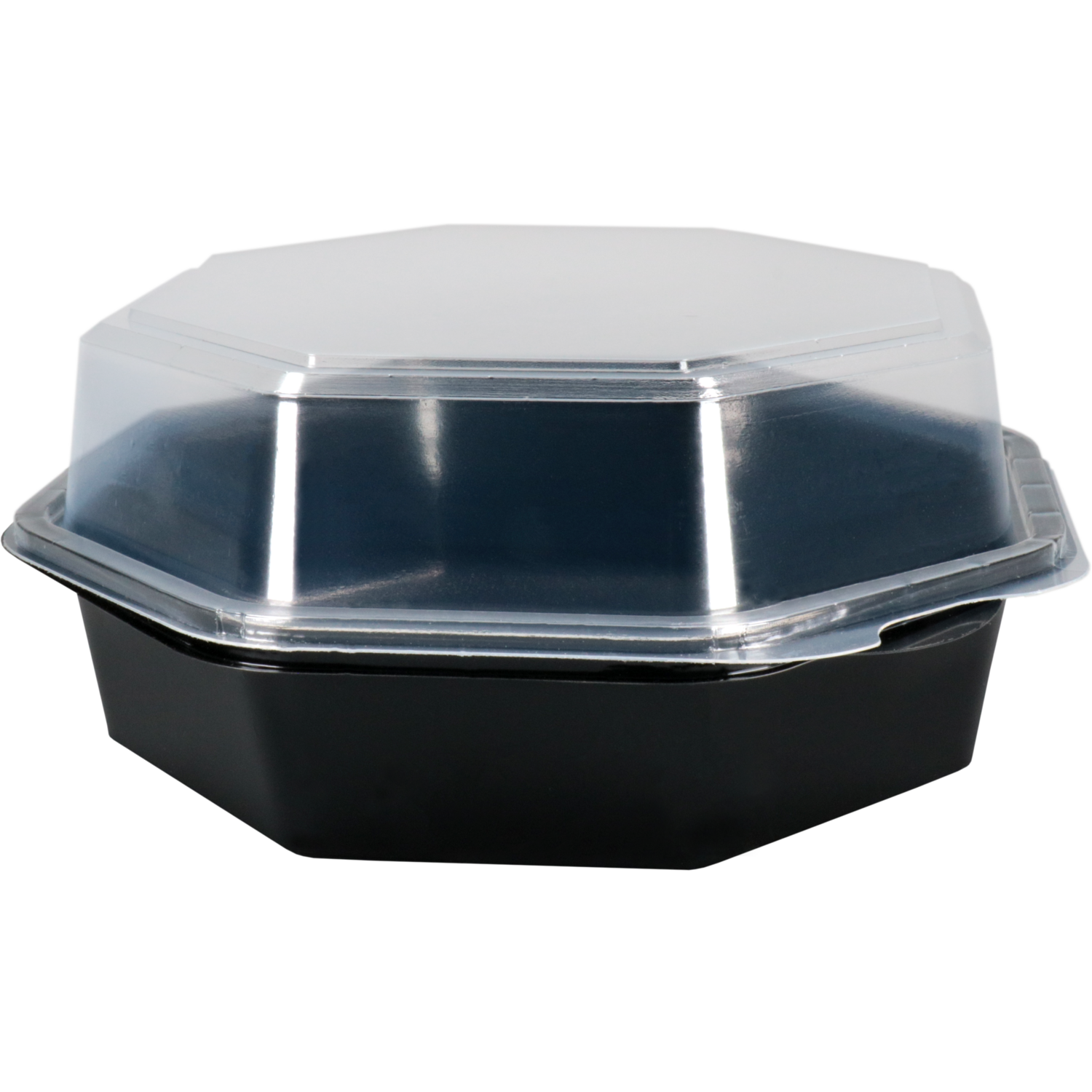 Bak, PS, 640ml, Ø190mm, incl. deksel, octaviewbox, 60mm, zwart/transparant