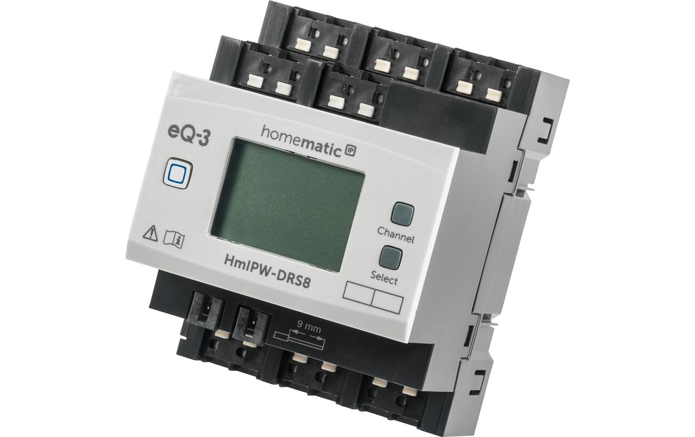 Smart Home Wired Schaltaktor 8-fach<br>Steuerung angeschlossener Verbraucher über acht Kanäle – HmIPW-DRS8