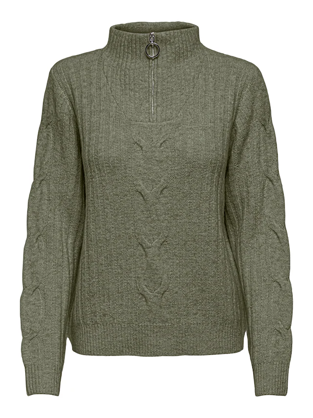 JDY Stehkragenpullover »JDYANDREA L/S ZIP CABLE PULLOVE KNT NOOS«