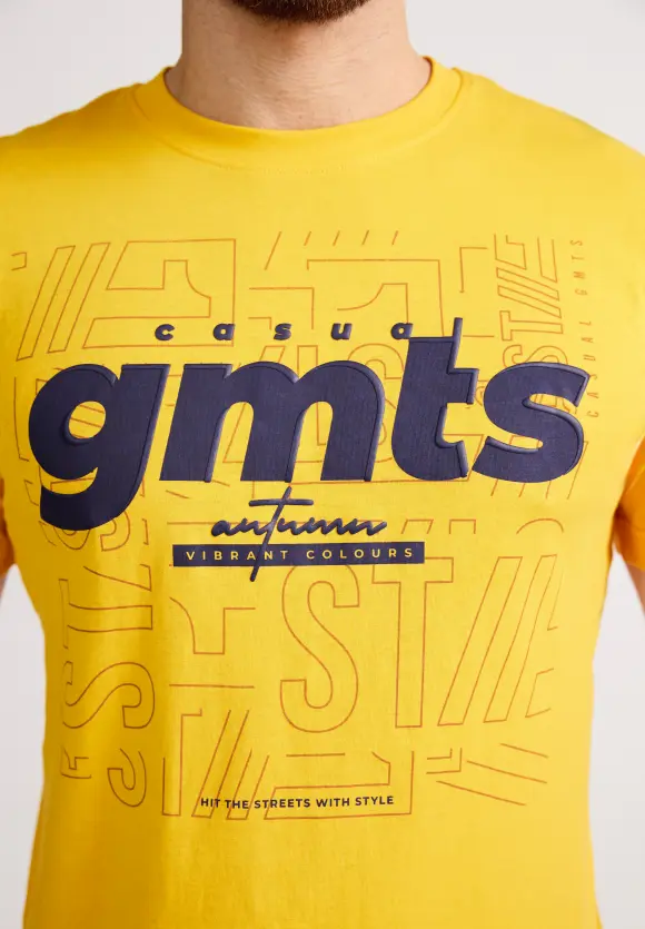 T-Shirt mit Frontprint - sunset yellow