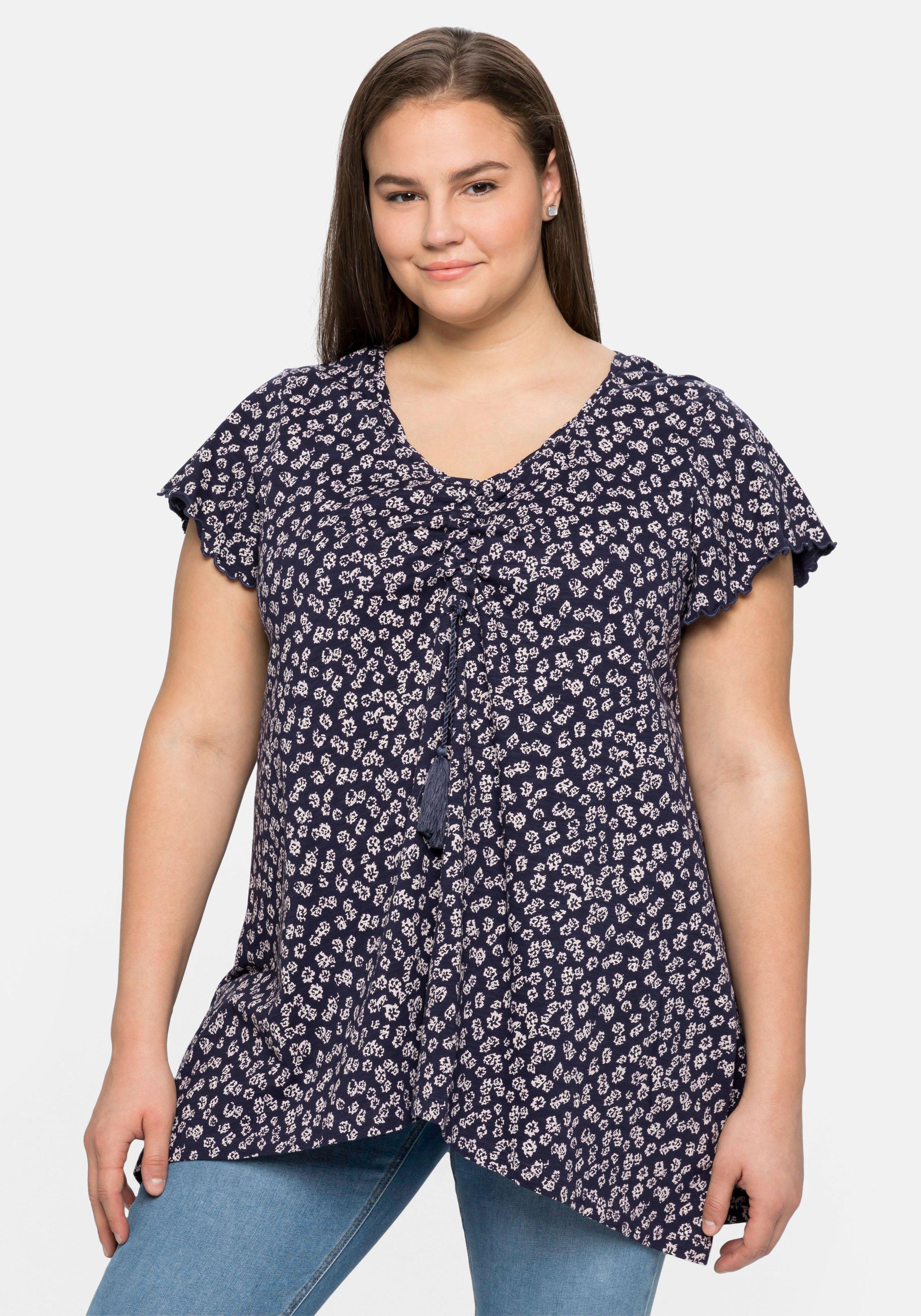 Shirt mit Alloverdruck, in Zipfelform