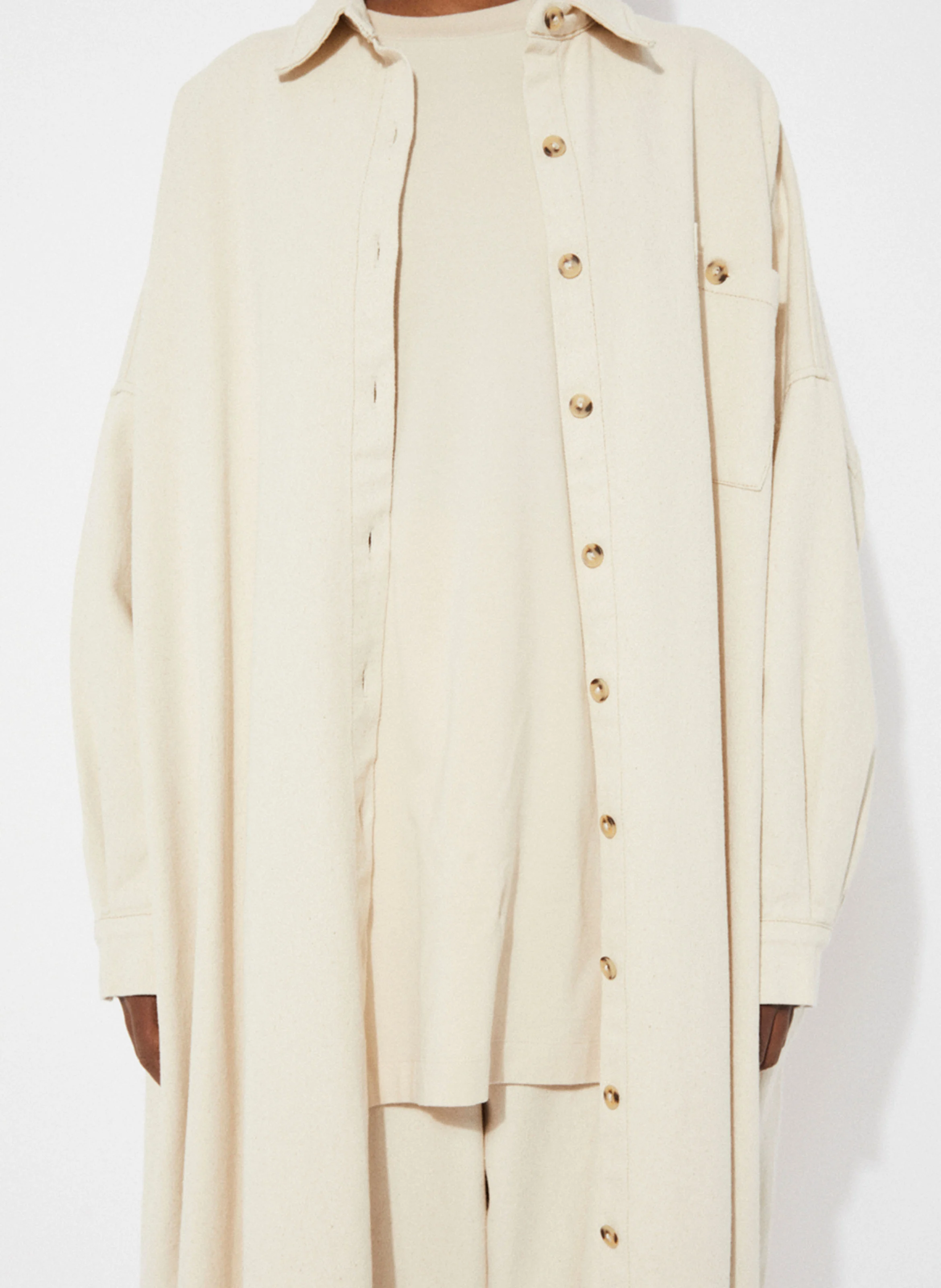 PICA - Robe chemise midi en coton | Blanc