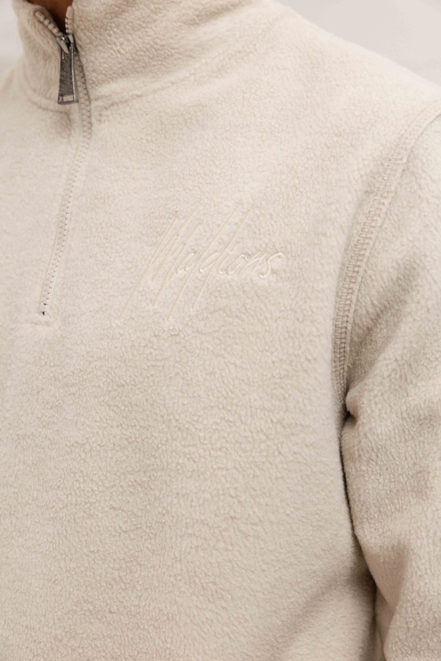 Malelions Sherpa Half Zip Sweater Heren Beige