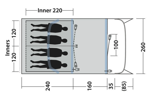 Outwell Monterey 4 Air aufblasbares Tunnelzelt für 4 Personen dunkelblau