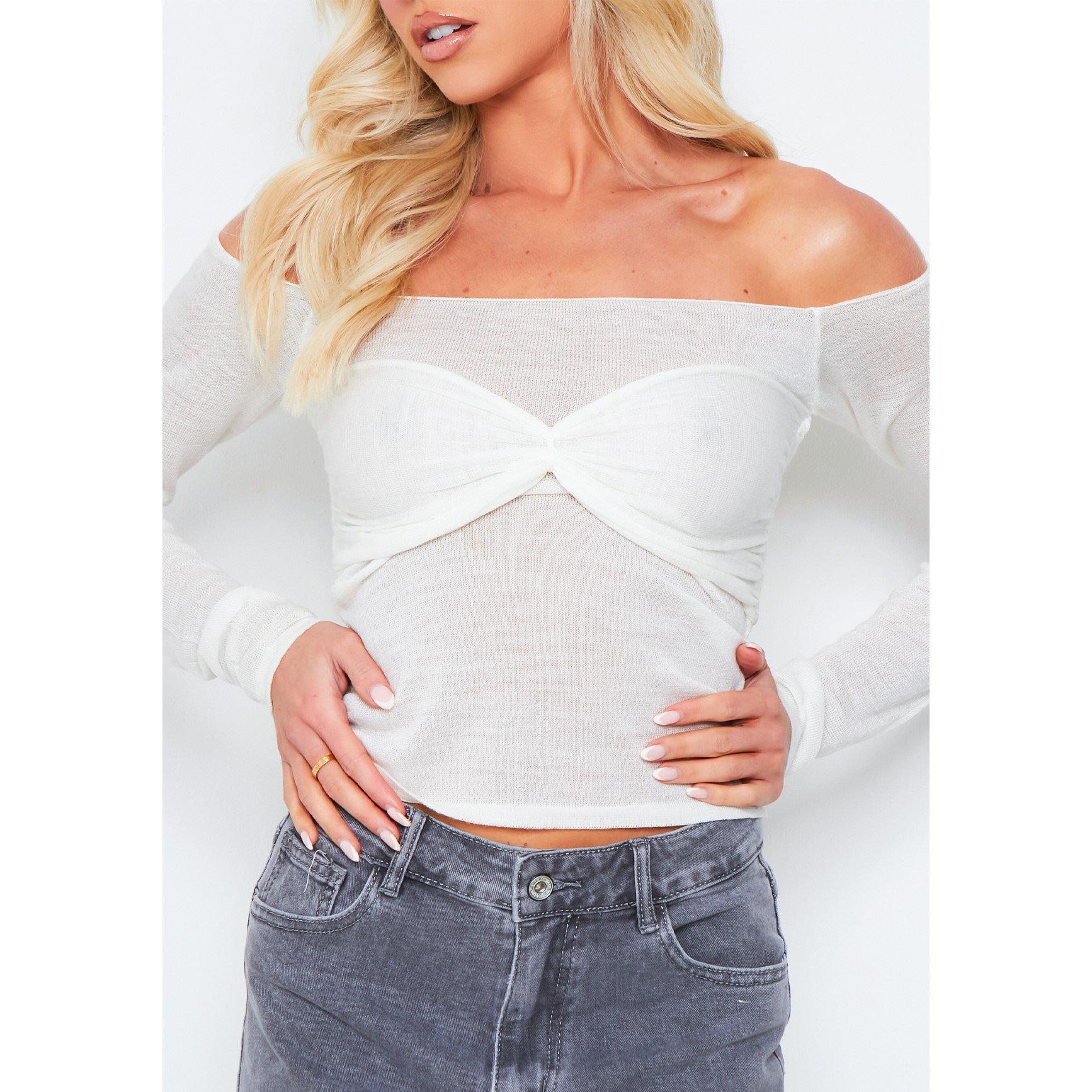 Missy Empire Relaxed Knit Overlay Bralet Jumper