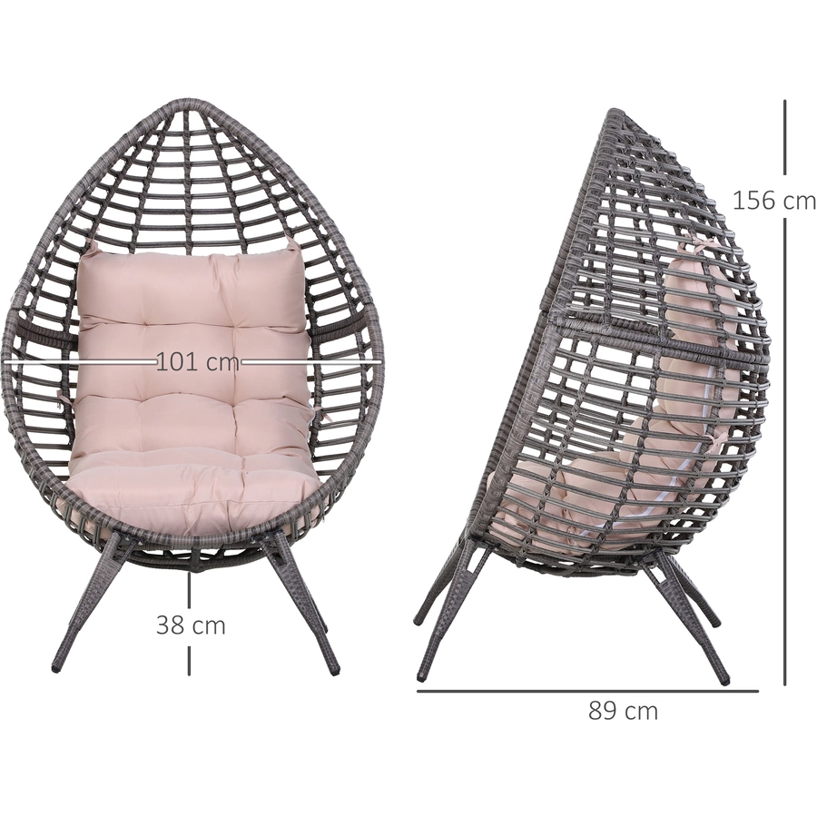 Outsunny Gartensessel in Tropfen Design grau, beige