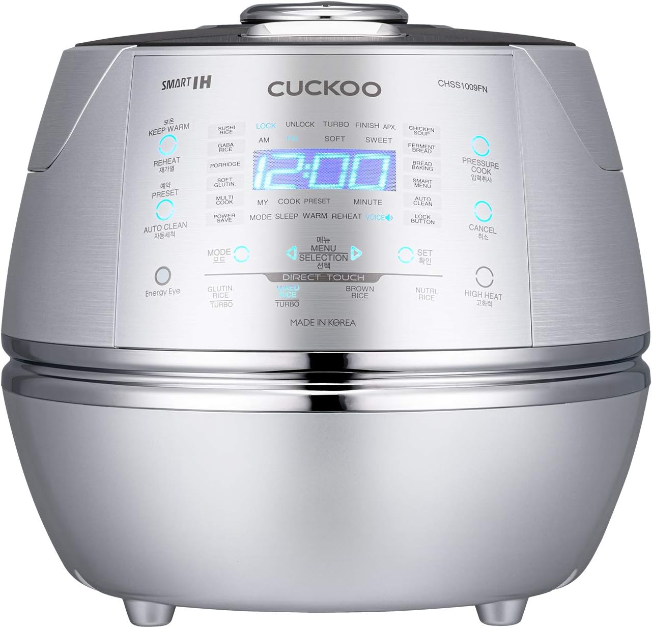 CUCKOO CRP-CHSS1009FN Dampfdruck-Reiskocher Rice Cooker 1,8l 10 Tassen | IH Induktions-Heiztechnik | Programmierbar | GABA-Reis | DSP-Technologie | Sicherheitsdampfventil