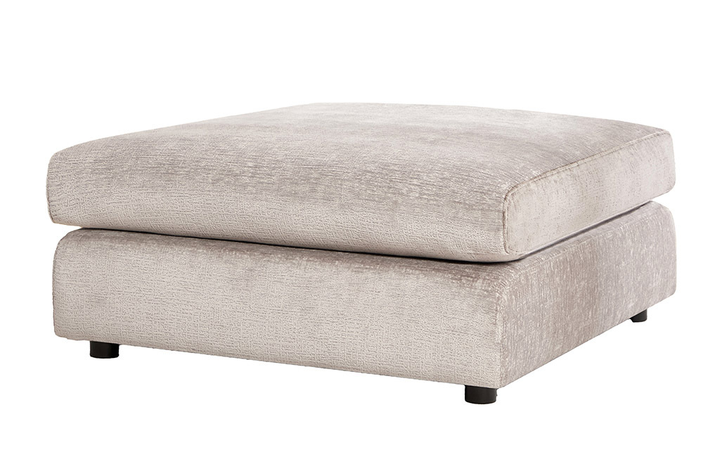 Großer Hocker SOHO 100cm beige Chenillestoff Polsterhocker mit Wellenunterfederung