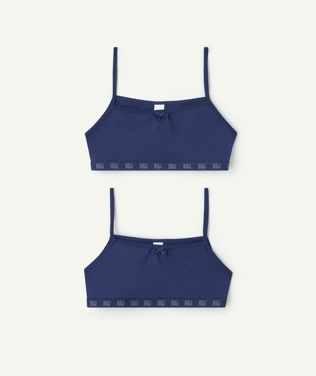 DIMLOT DE 2 BRASSIÈRES SKIN CARE EN COTON BIO BLEU MARINE