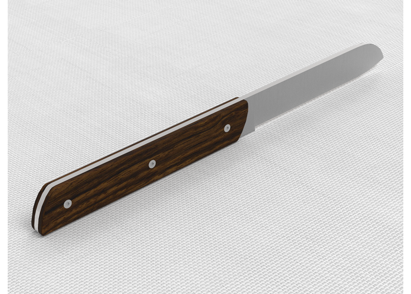 Service de 6 couteaux de table avec un manche en bois de noyer et lame en acier inoxydable