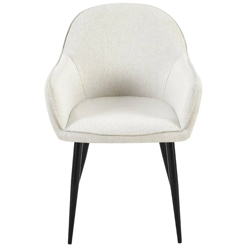 CLP Eetkamerstoel Boise zwart Frame - Stof - creme