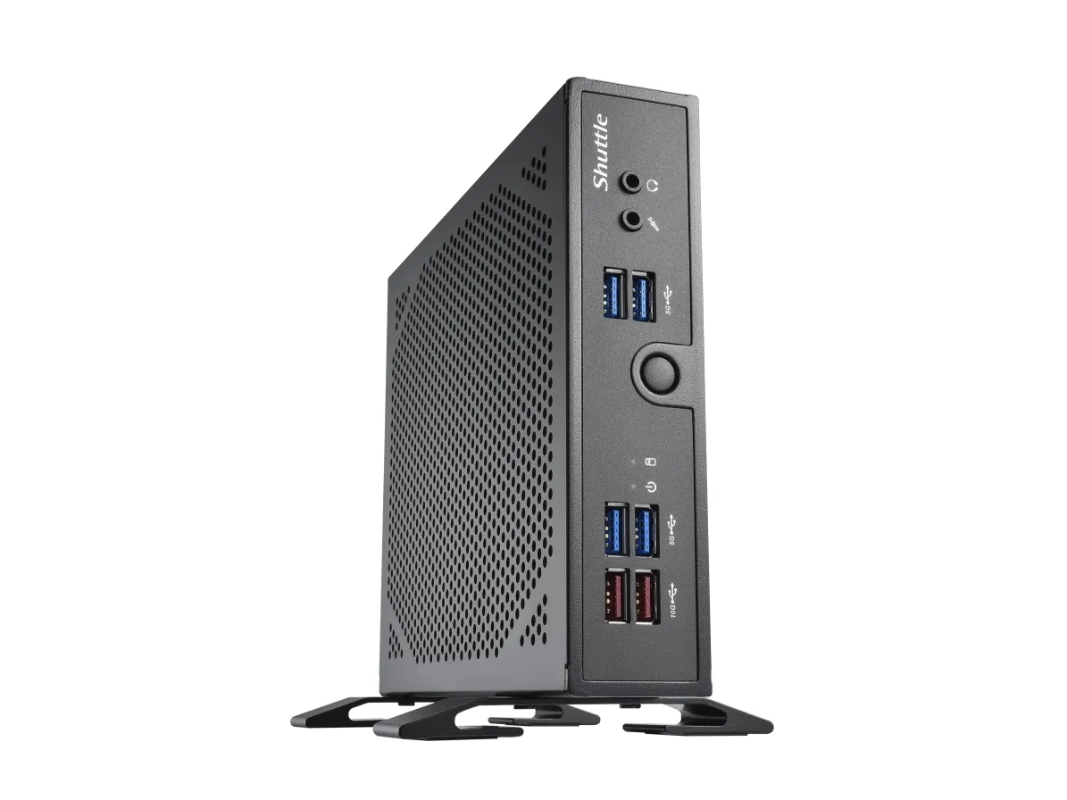 Shuttle XPC slim DS50U - Barebone - Slim-PC LGA1700 sokkel - 1 x Celeron 7305 - RAM 0 GB - UHD Graphics - Gigabit Ethernet, 2.5 Gigabit Ethernet - sort