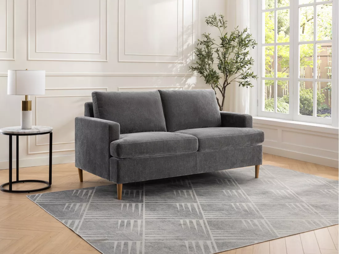 Canapé 3 places convertible en tissu gris COPONA