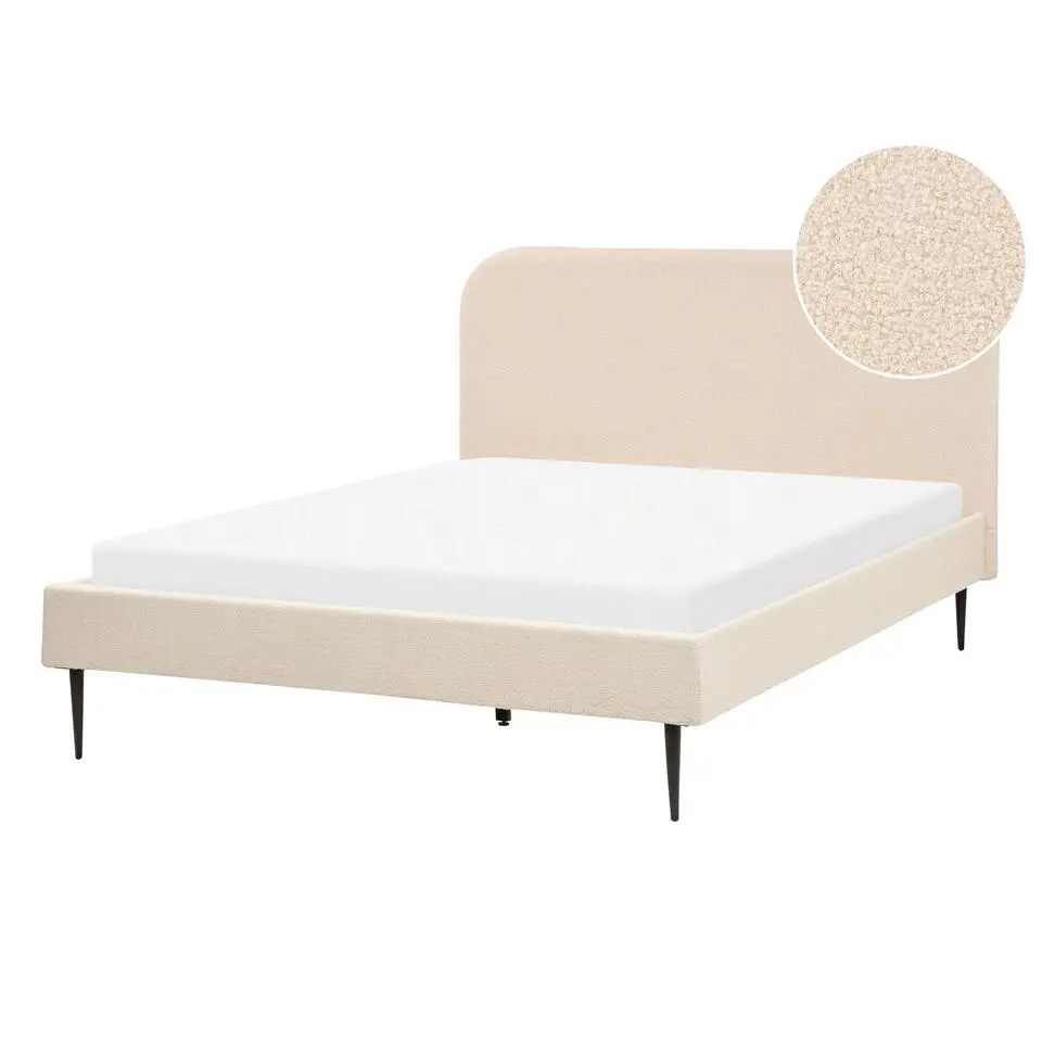 FLAYAT - Tweepersoonsbed - Beige - 140 x 200 cm - Bouclé