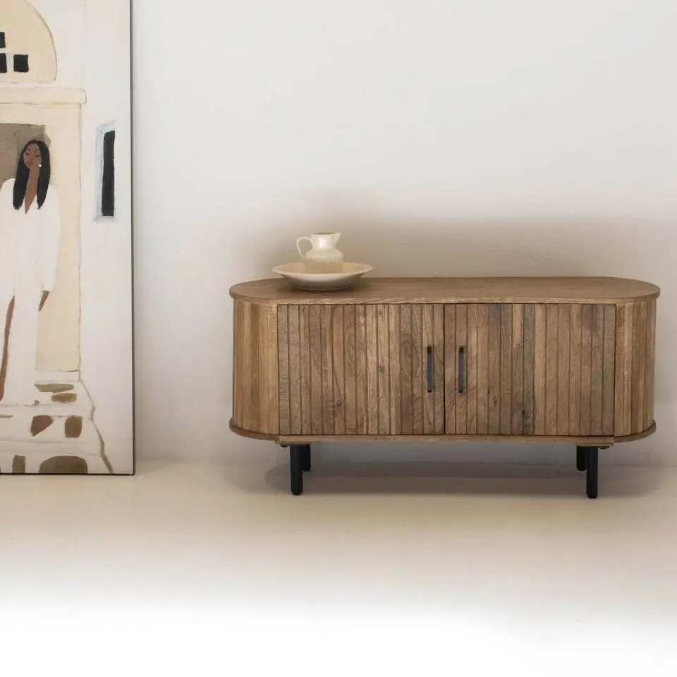 Tv-meubel Naturel - Mangohout - 120cm - Tv-meubel Merel