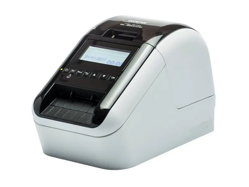 Brother QL-820NWB - Etiketprinter - to-farvet (monokrom) - direkte termisk - Rulle (6,2 cm) - 300 x 600 dpi - op til 110 etiketter/min. - USB 2.0, LAN, Wi-Fi(n), USB vært, Bluetooth 2.1 EDR - skærer - lysende sort, hvid