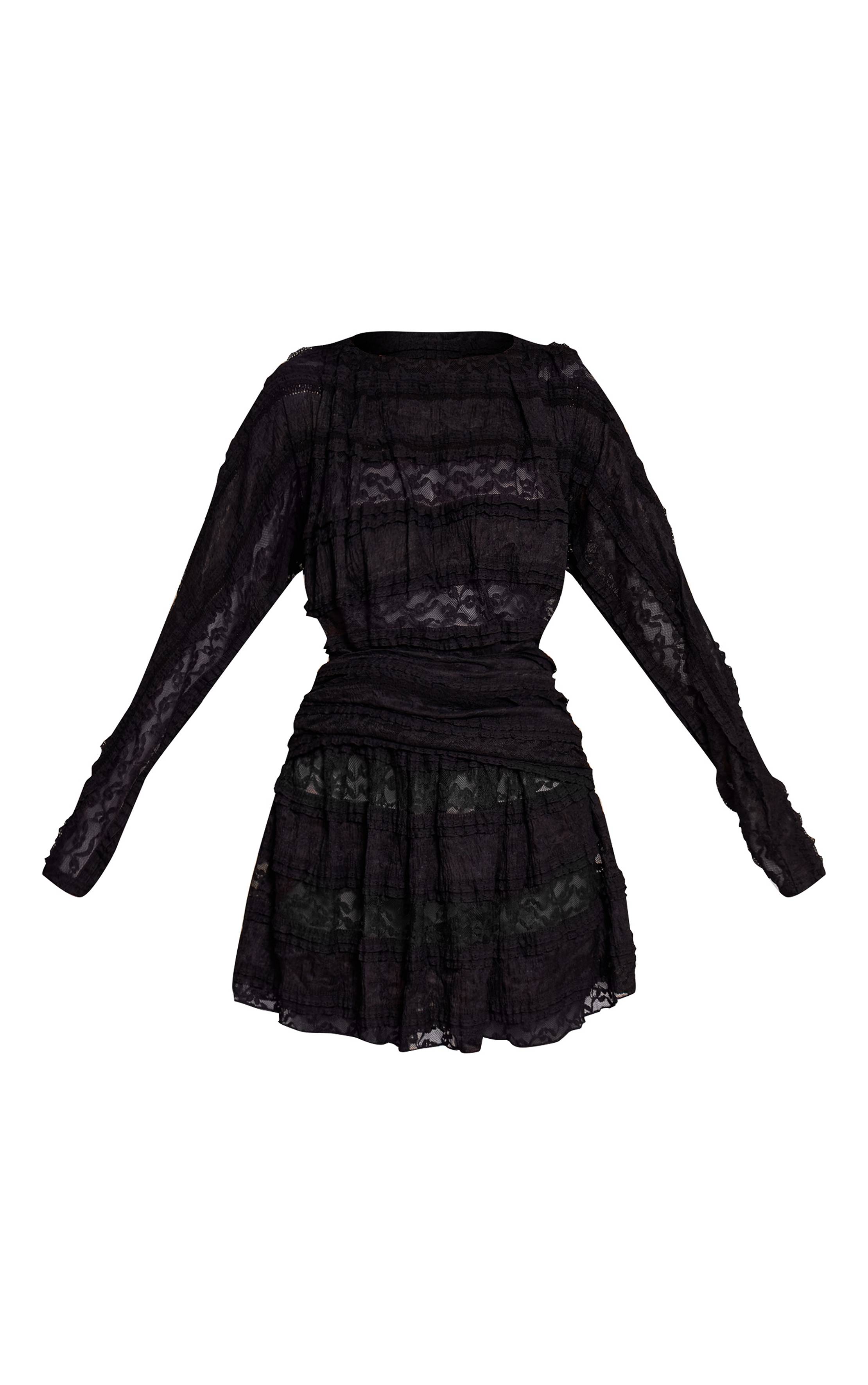 Noir Robe Droite Courte En Dentelle À Encolure Bateau
