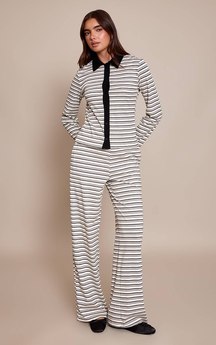 Noir Pantalon Slouchy Droit À Rayures Contrastées
