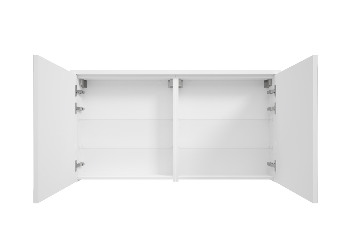 Fontana Rovigo badmeubel 120cm wit mat met witte wastafel met kraangaten en spiegelkast zonder verlichting