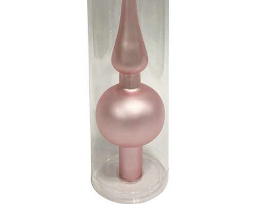 Lafiora glazen kerstboomtopper, 28 cm hoog, mat roze