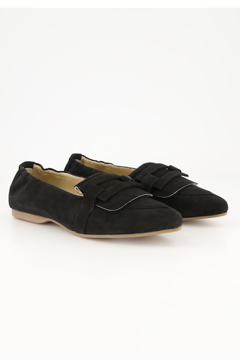 Leder-Ballerinas, Veloursleder, elastische Ferse, Weite H
