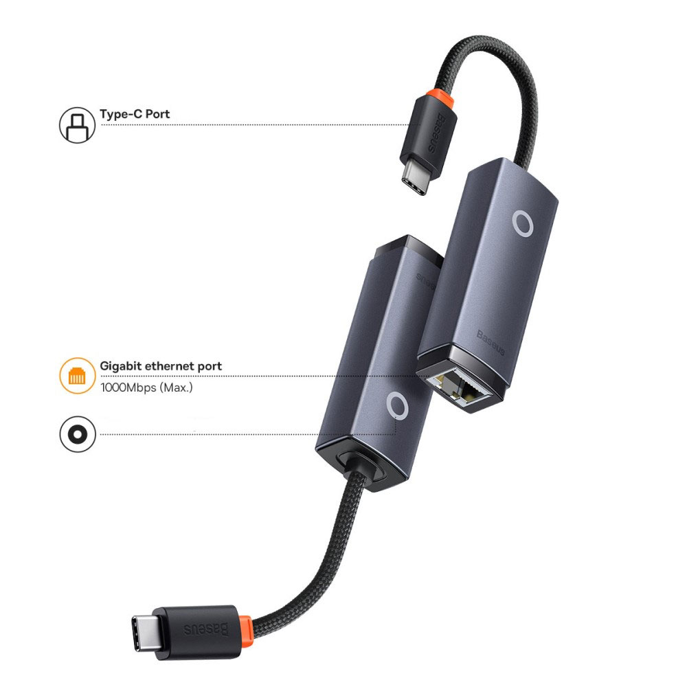 USB C auf Gigabit Ethernet LAN RJ45 Netzwerkanschluss Adapter (1000Mbit/s) - Grau