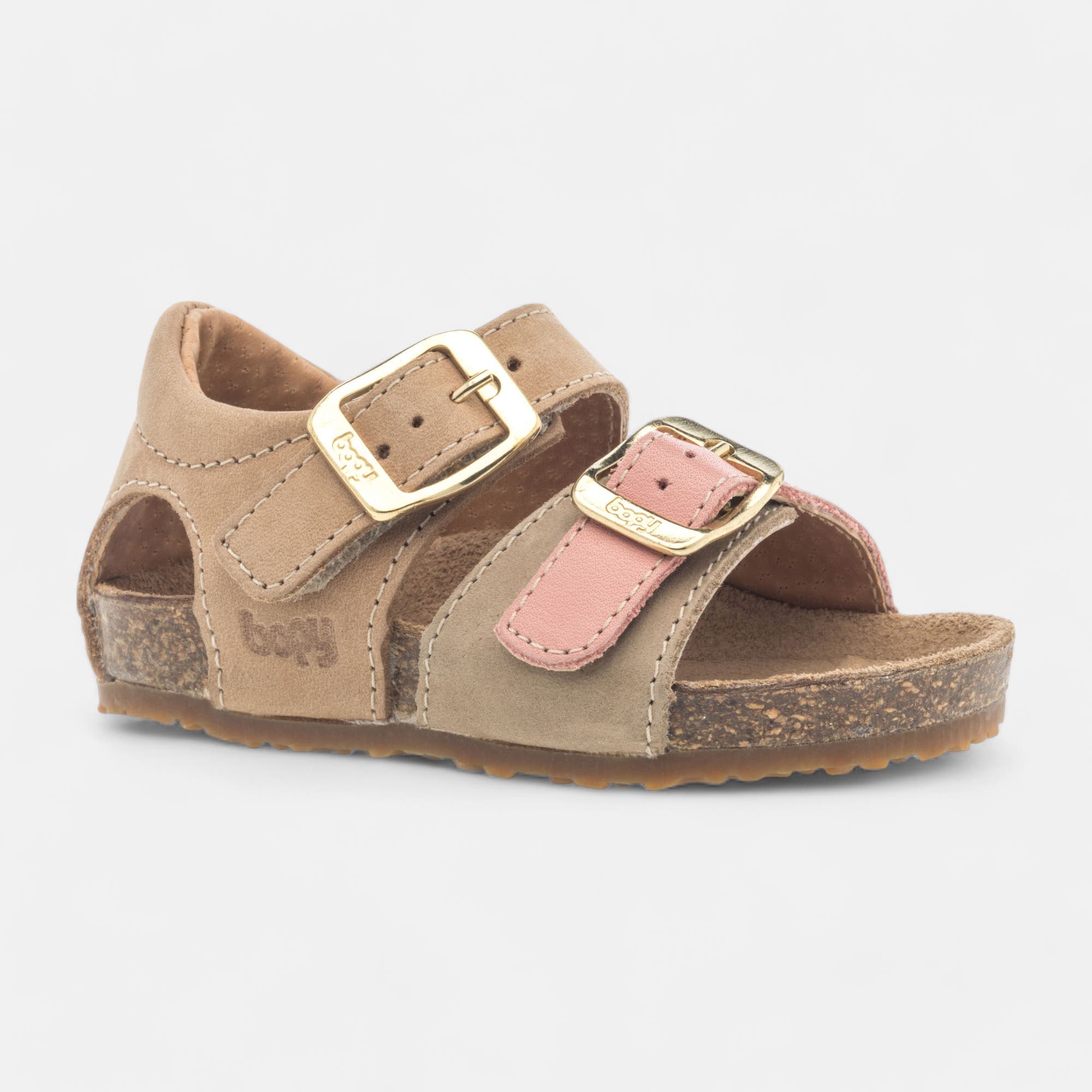 Mules semelle liège Bébé fille en cuir beige