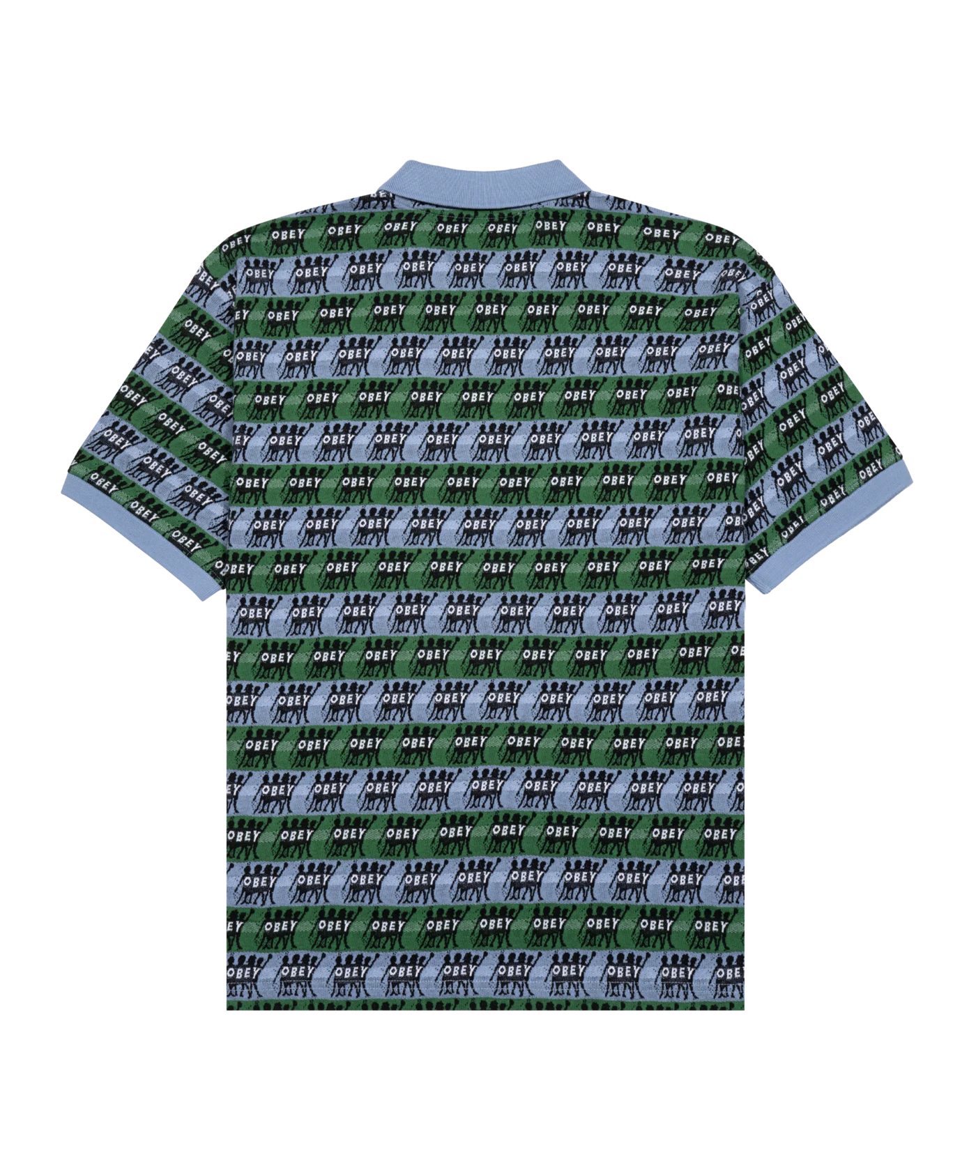 Obey Praise Jacquard Poloshirt Blau Grün