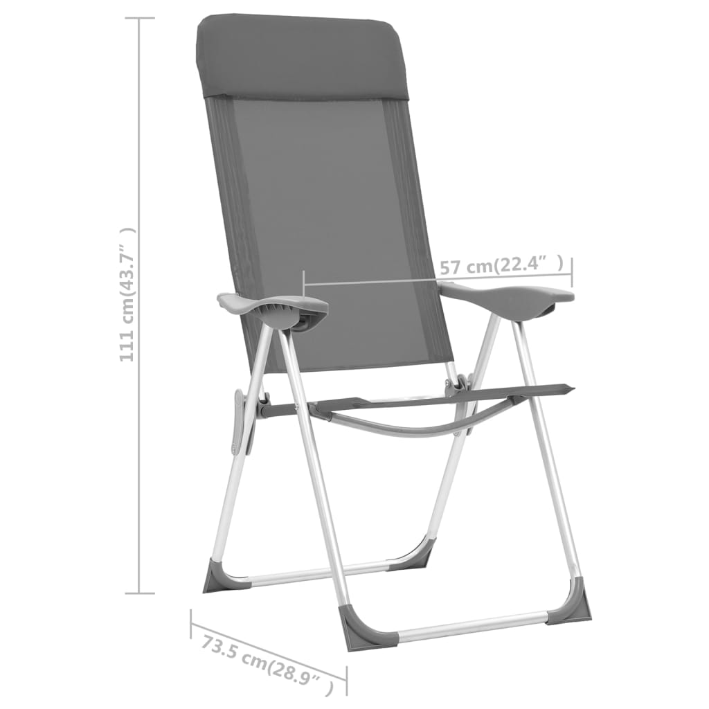 Conjunto de 2 Cadeiras de Jardim Vidaxl Cinza