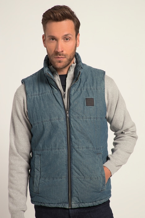 Weste, Denim, Jeans-Look, Warmfutter, Stehkragen, bis 8 XL