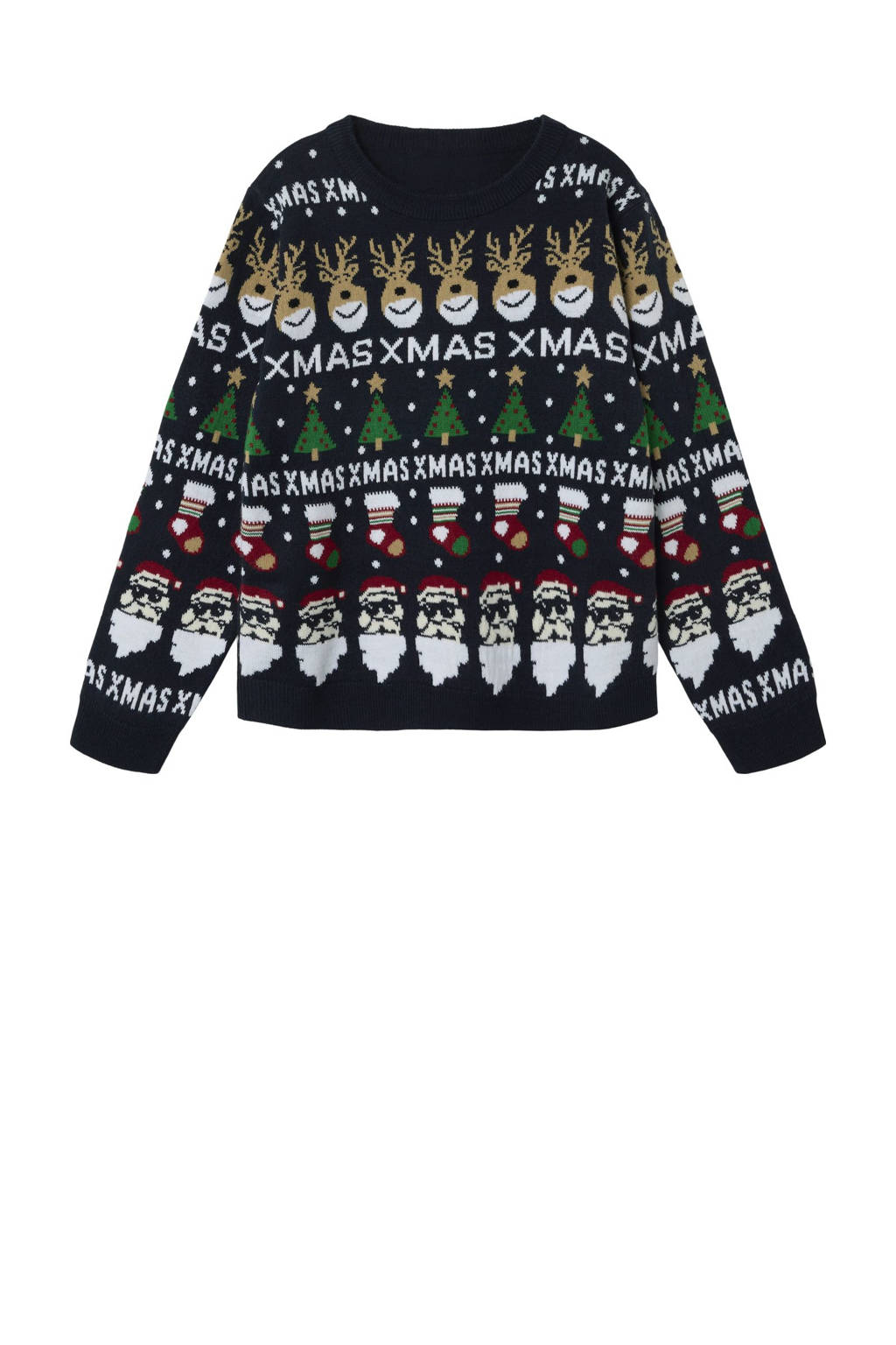 NAME IT kersttrui donkerblauw gebreid