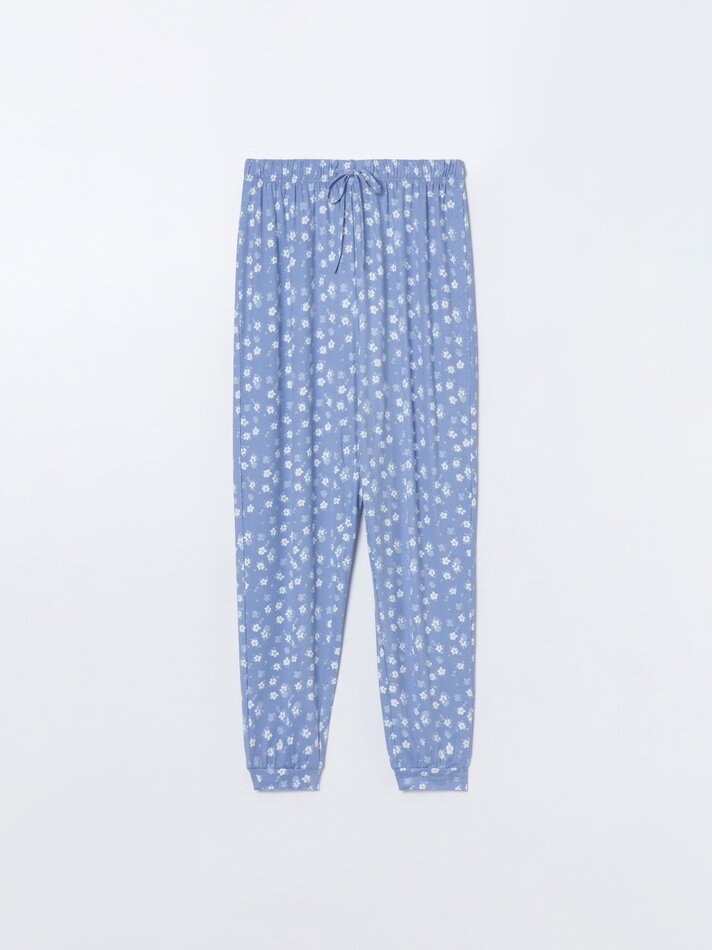 Conjunto de pijama comprido estampado - Azul escuro