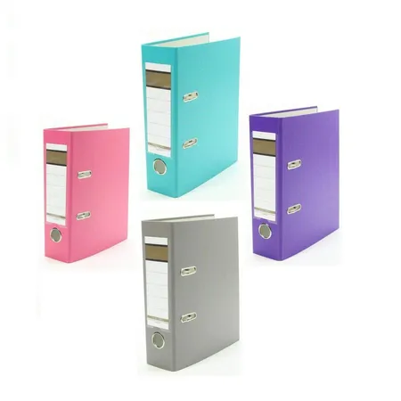 Livepac Office Ordner DIN A5, quer, 75 mm breit, 4 Stück je 1x in pink, türkis, lila und grau