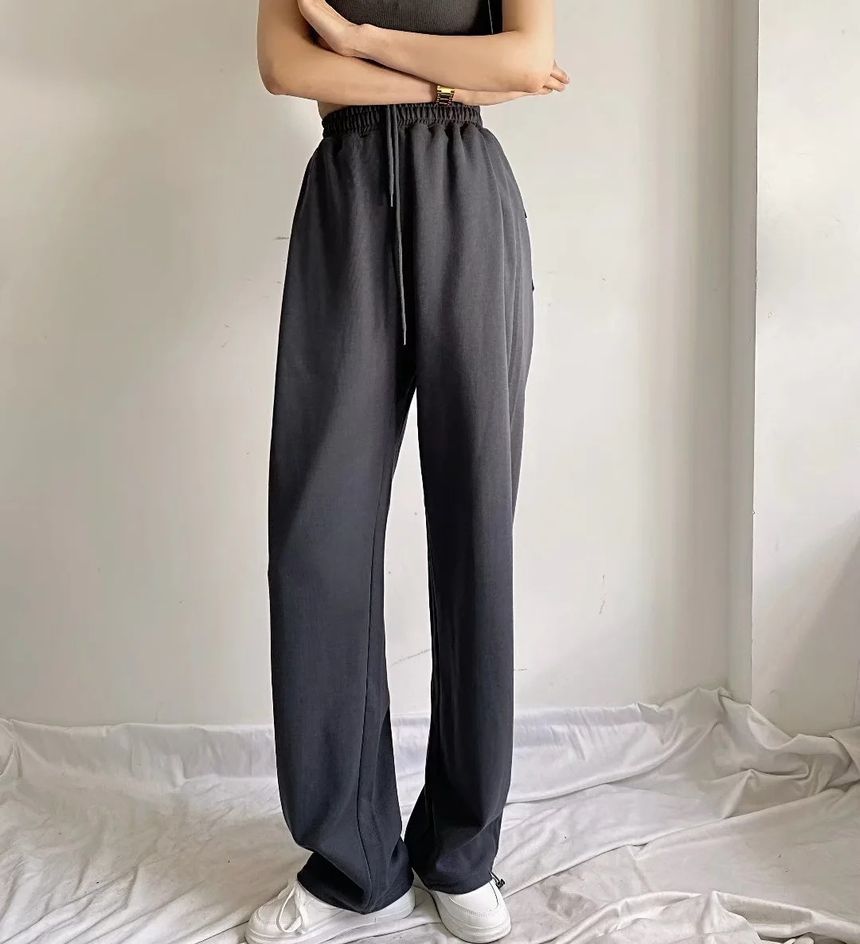 Asiris - Hoge taille effen rechte joggingbroek
