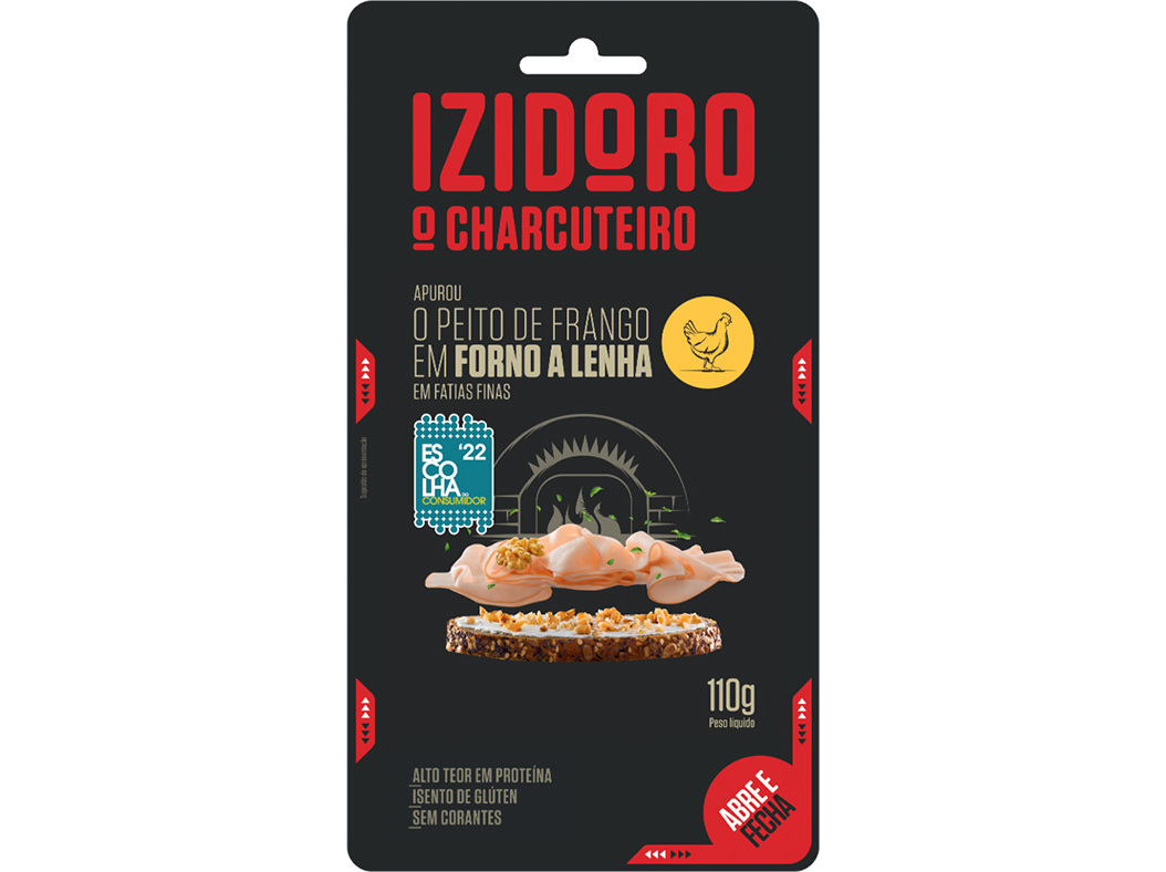 FIAMBRE PEITO DE FRANGO FATIAS FINAS FORNO LENHA IZIDORO 110G
