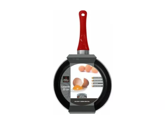 Casserole en aluminium - D. 20 cm - À induction - Rouge