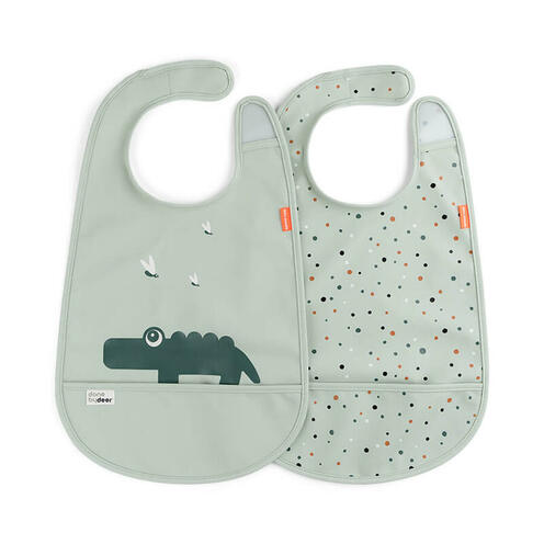 Lot de 2 Bavoirs Velcro CROCO Vert - DONE BY DEER