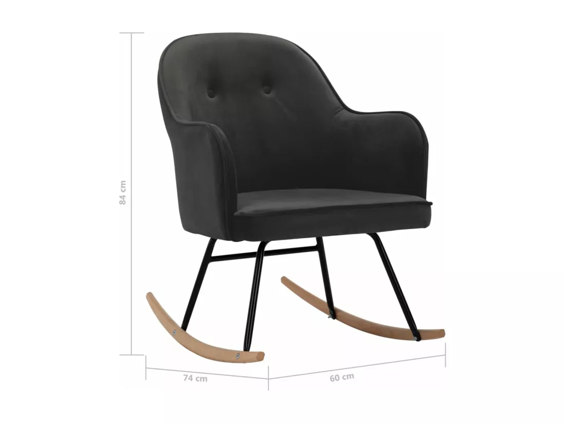 Chaise à bascule Gris foncé Velours