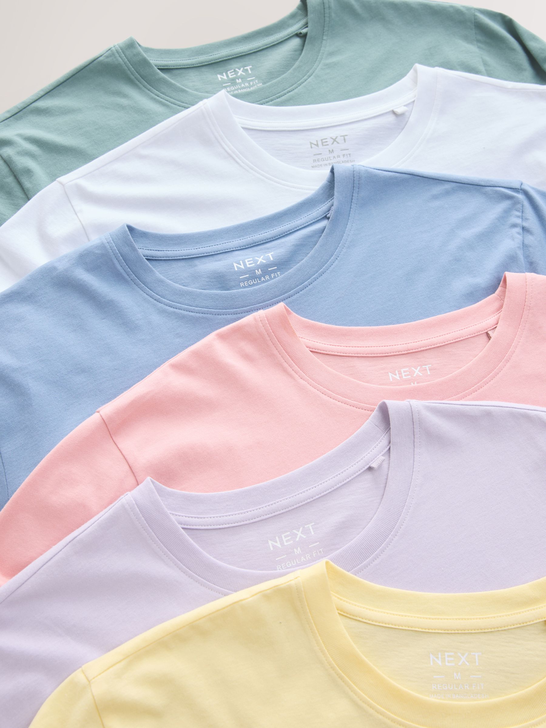Pastelkleuren wit/blauw/groen/roze/geel/lila paars - Normale Pasvorm - Essential katoenen T-shirts verpakking van 6