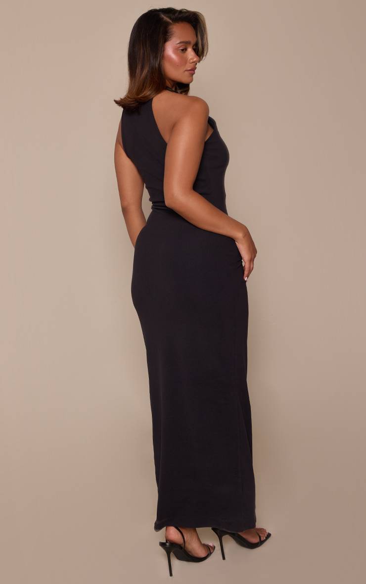 Noir Robe Mi-longue Ajustée Shape À Détail Boucle Et Découpe Toucher Doux