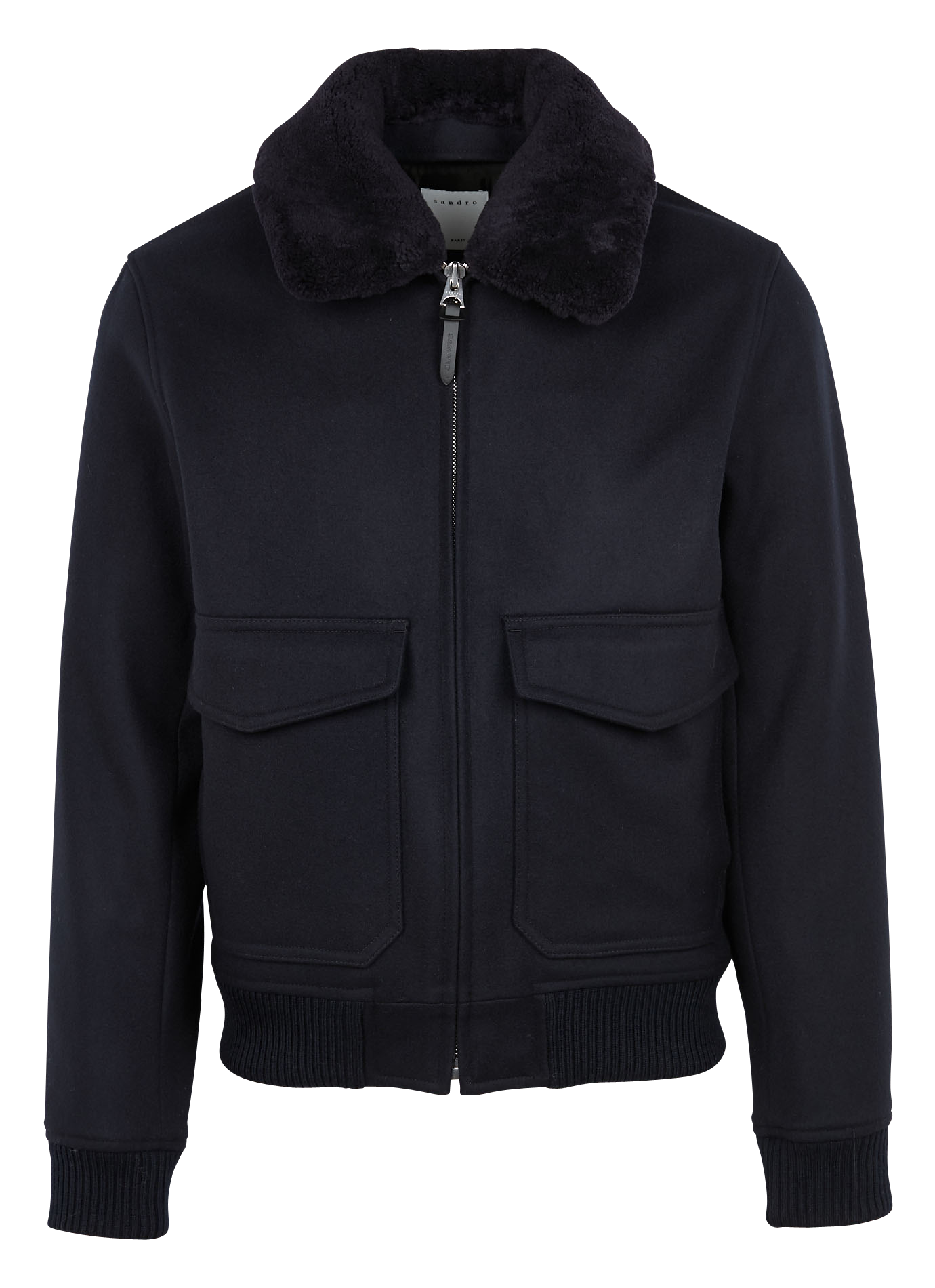 Blouson col sherpa regular-fit en laine mélangée | Bleu