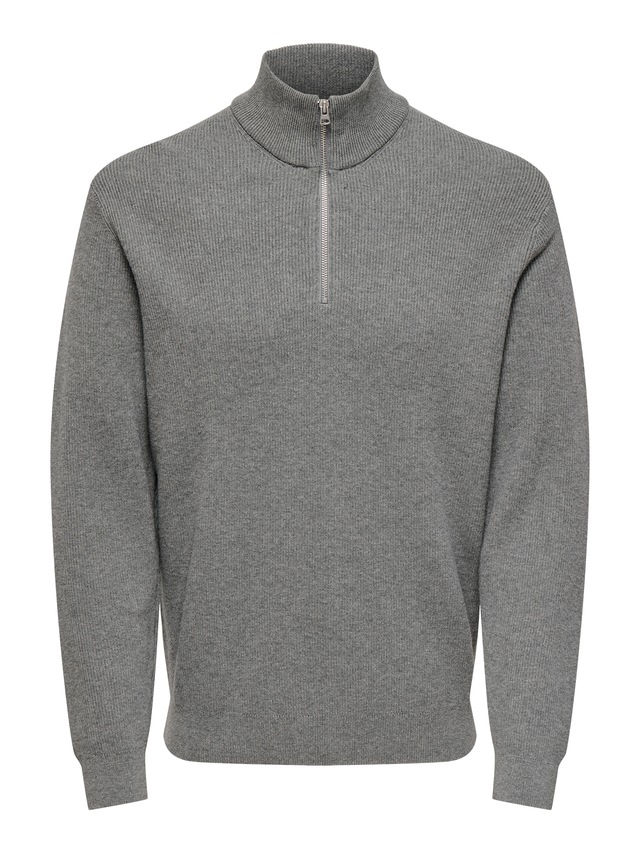ONLY & SONS Troyer »ONSPHIL REG 12 STRUC HALF ZIP KNIT NOOS« Baumwollmischung, regular fit