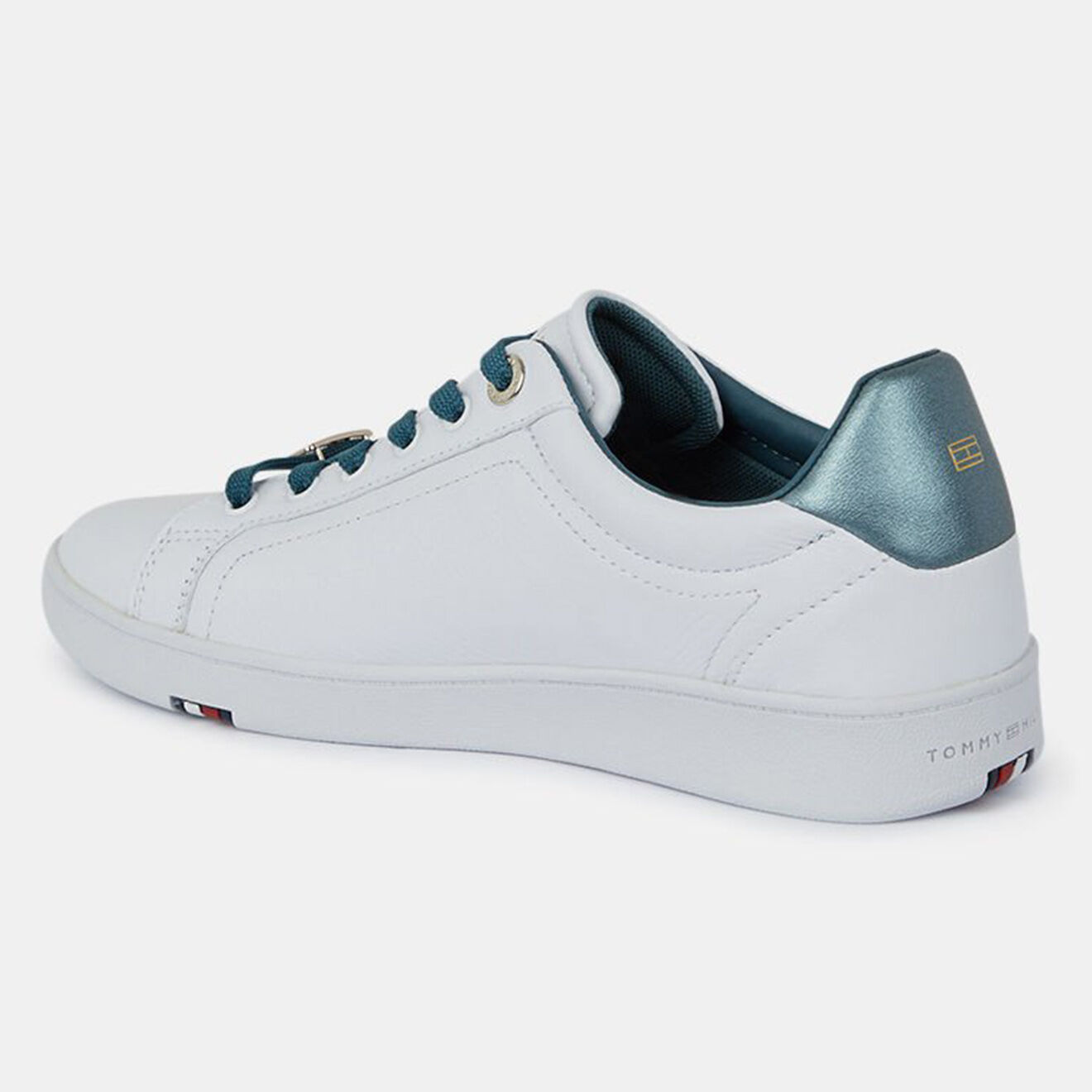 Tommy Hilfiger Baskets en Cuir Court blanc/bleu