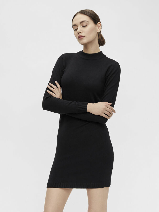 Object OBJTHESS L/S KNIT DRESS NOOS Black