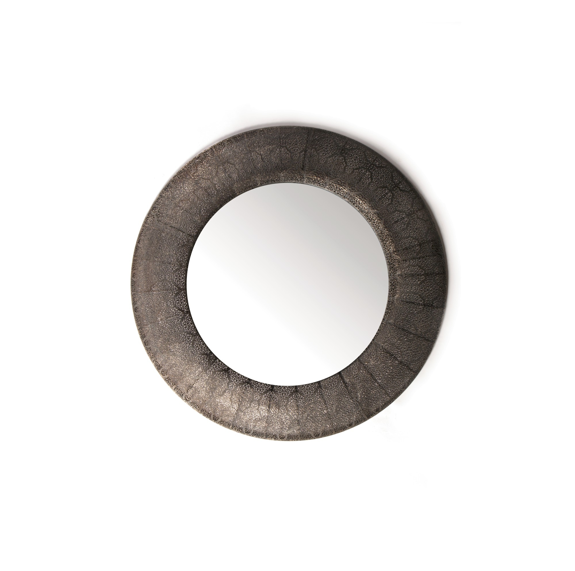 Runder Metall-Spiegel 'Polda', antik silber, Ø 85 cm von fischer's lagerhaus