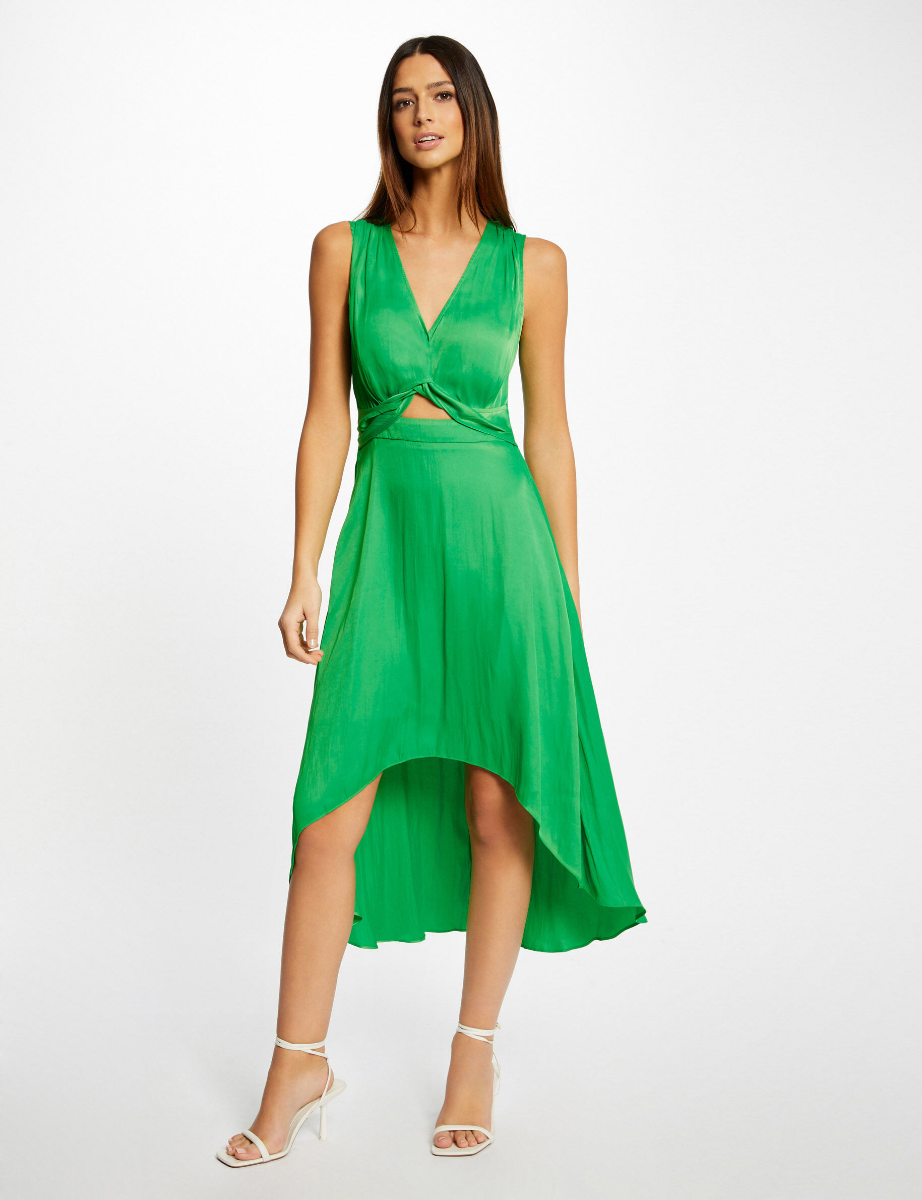 Robe midi trapèze asymétrique vert femme - vert