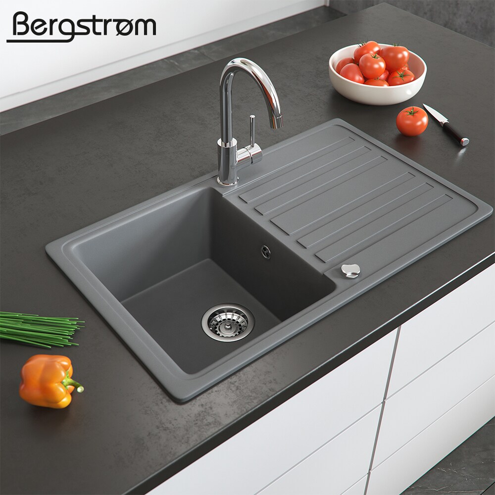 Granit Spüle Küchenspüle Einbauspüle Auflage Spülbecken Küche reversibel Grau