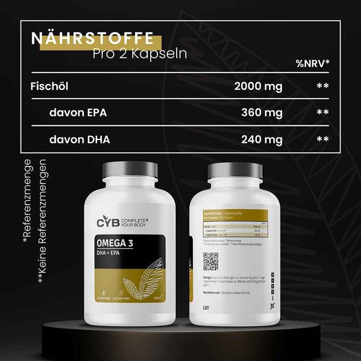 Cyb Omega-3 240 mg DHA + 360 mg EPA Kapseln, 240 St