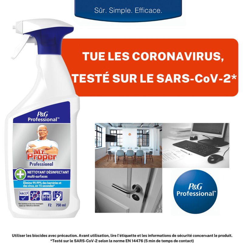 Nettoyant désinfectant multi-surfaces Mr Propre Professional - Spray 750 ml